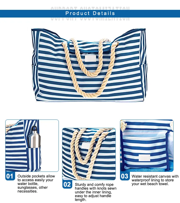 Striped tote bag