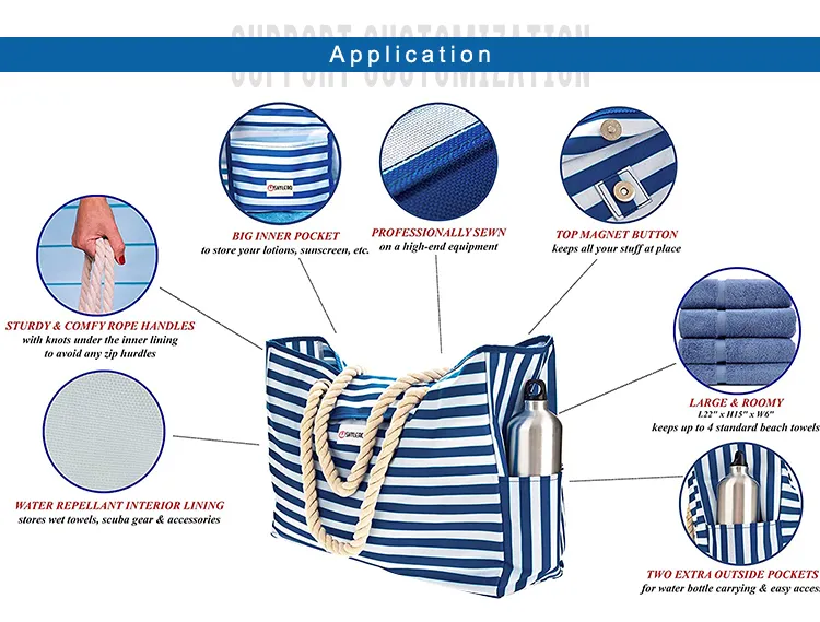 Striped tote bag