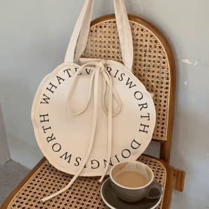 cotton canvas round tote bag