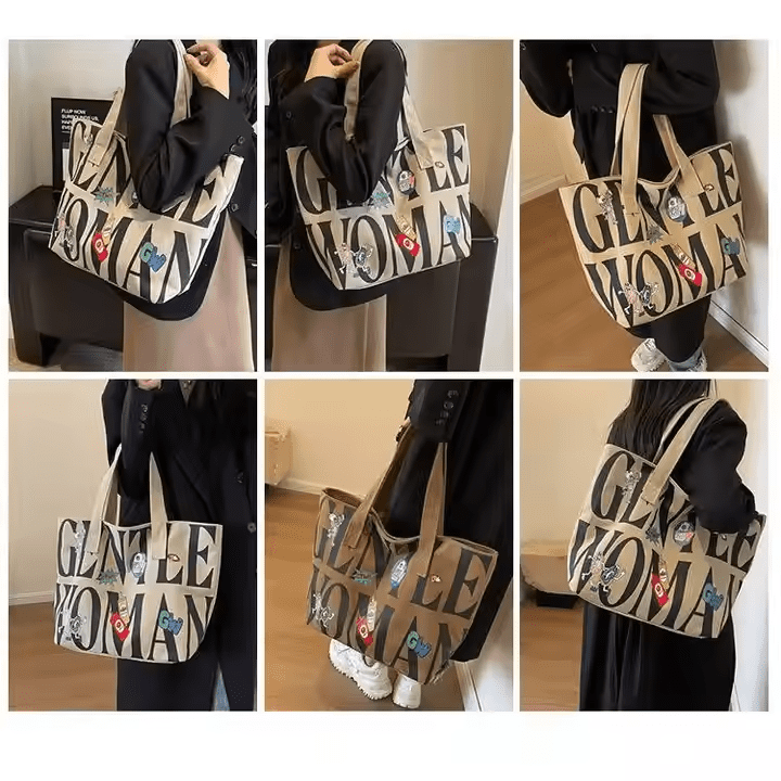 Letter Cotton Tote Bag