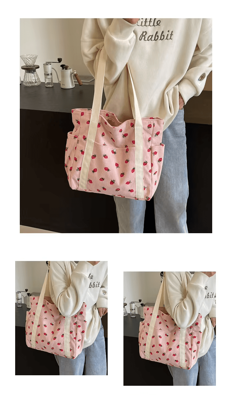 Strawberry Print Tote Bags