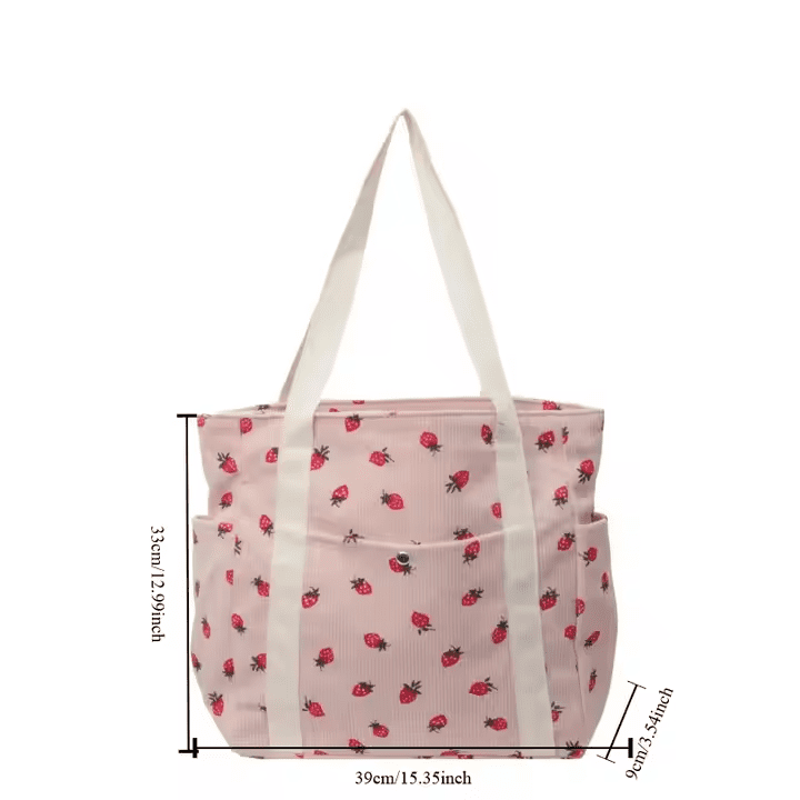 Strawberry Print Tote Bags