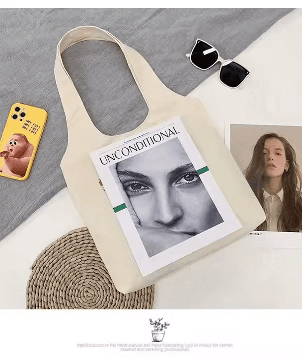 printed cotton tote bag