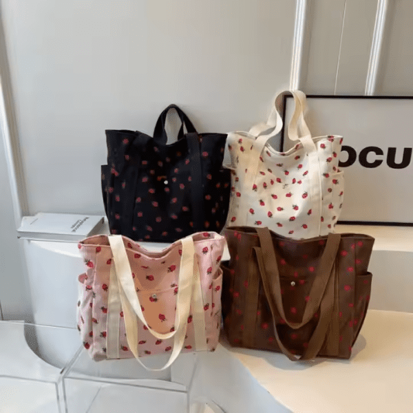 Strawberry Print Tote Bags