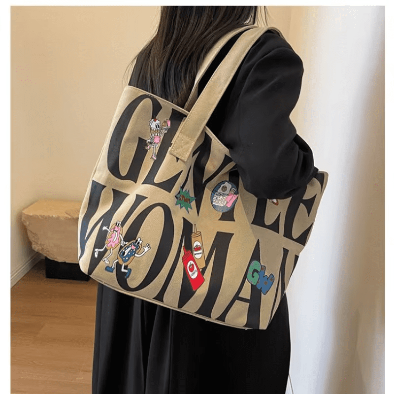 Letter Cotton Tote Bag