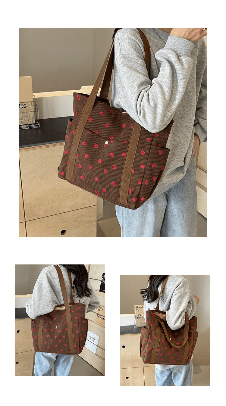 Strawberry Print Tote Bags