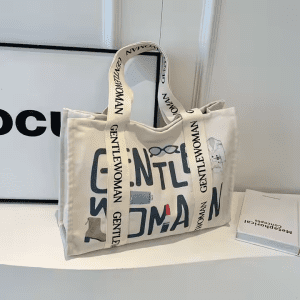 Colorful letter print canvas bag